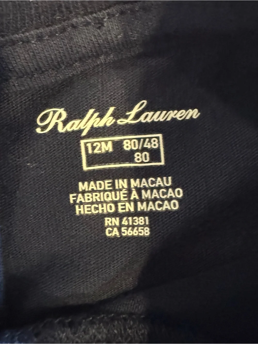 Ralph Lauren Baby Girls' Navy Polo Bear Tee Dress, 12 Months